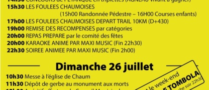 Chaum en fête : trois jours de festivités du 24 au 26 juillet